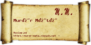 Murár Máté névjegykártya