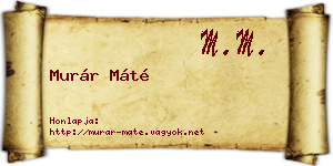 Murár Máté névjegykártya